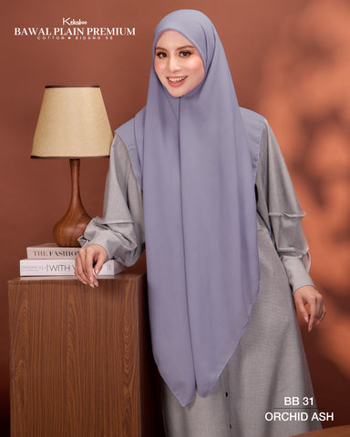 BAWAL PLAIN PREMIUM COTTON B58 (BB31 ORCHID ASH) - TUDUNG KEKABOO - LIMITED AND EXCLUSIVE