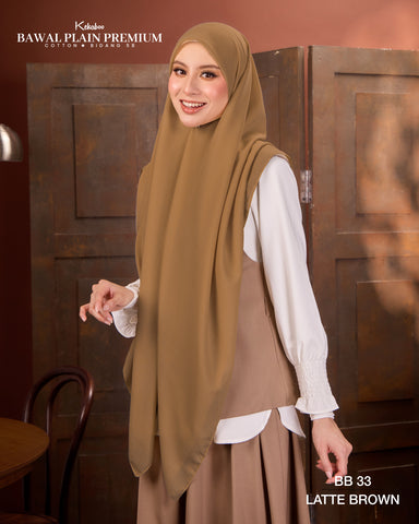 BAWAL PLAIN PREMIUM COTTON B58 (BB33 LATTE BROWN) - TUDUNG KEKABOO - LIMITED AND EXCLUSIVE