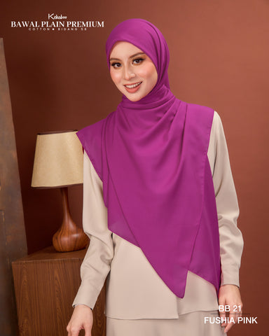 BAWAL PLAIN PREMIUM COTTON B58 (BB21 FUSHIA PINK) - TUDUNG KEKABOO - LIMITED AND EXCLUSIVE