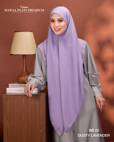 BAWAL PLAIN PREMIUM COTTON B58 (BB22 DUSTY LAVENDER) - TUDUNG KEKABOO - LIMITED AND EXCLUSIVE