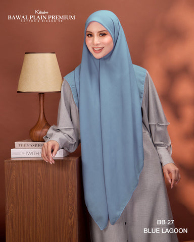 BAWAL PLAIN PREMIUM COTTON B58 (BB27 BLUE LAGOON) - TUDUNG KEKABOO - LIMITED AND EXCLUSIVE