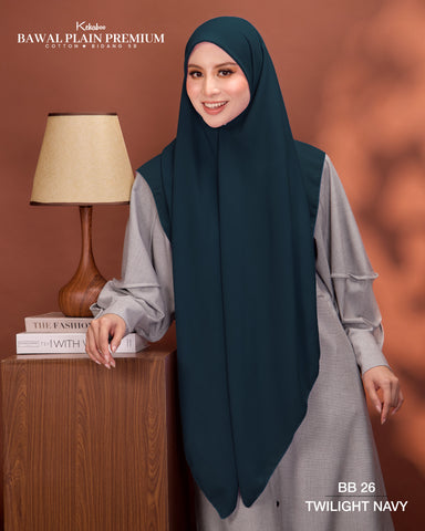 BAWAL PLAIN PREMIUM COTTON B58 (BB26 TWILIGHT NAVY) - TUDUNG KEKABOO - LIMITED AND EXCLUSIVE