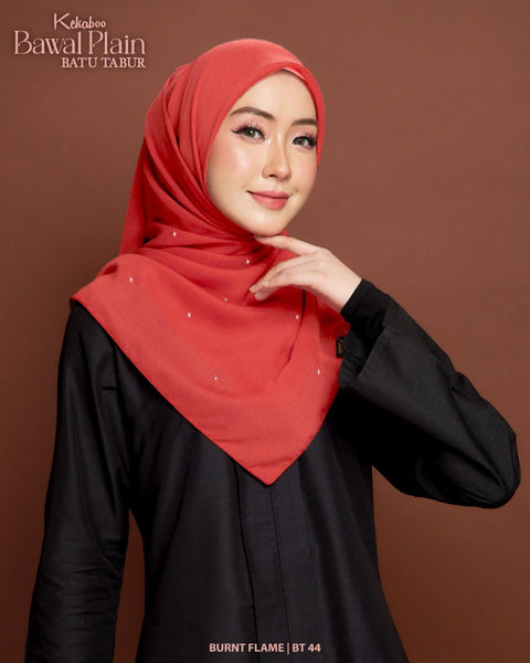 BAWAL PLAIN BATU TABUR (BT44 BURNT FLAME) - TUDUNG KEKABOO - LIMITED AND EXCLUSIVE