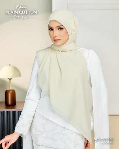 KEKABOO PLAIN COTTON B50 LIGHT ALMOND (01) - TUDUNG KEKABOO - LIMITED AND EXCLUSIVE