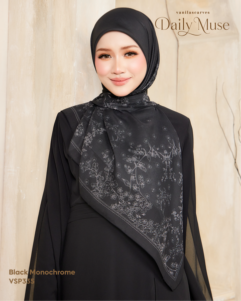 VANILA SCARVES DAILY MUSE BLACK MONOCHROME (VSP335) - TUDUNG KEKABOO - LIMITED AND EXCLUSIVE