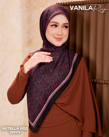 VANILA SCARVES PREMIUM PRINTED NUTELLA POD (VSP274) - TUDUNG KEKABOO - LIMITED AND EXCLUSIVE