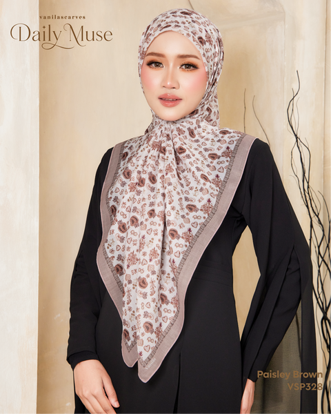 VANILA SCARVES DAILY MUSE PAISLEY BROWN (VSP328) - TUDUNG KEKABOO - LIMITED AND EXCLUSIVE