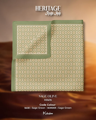KEKABOO HERITAGE SAGE OLIVE (K0476) - TUDUNG KEKABOO - LIMITED AND EXCLUSIVE