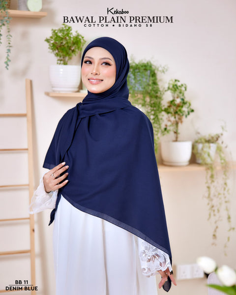 KEKABOO BAWAL PLAIN PREMIUM COTTON B58 DENIM BLUE (BB 11)