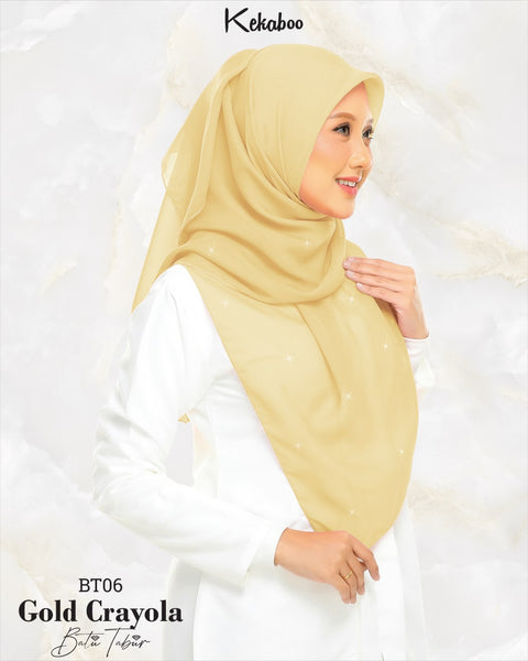 BAWAL PLAIN BATU TABUR (BT06 GOLD CRAYOLA) - TUDUNG KEKABOO - LIMITED AND EXCLUSIVE