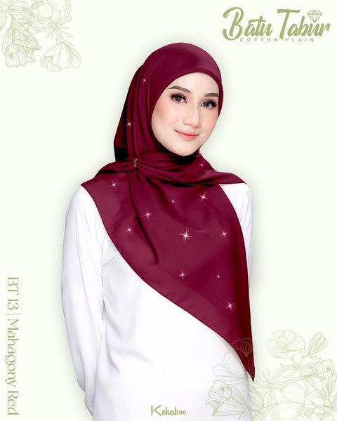 BAWAL PLAIN BATU TABUR (BT13 MAHOGANY RED) - TUDUNG KEKABOO - LIMITED AND EXCLUSIVE