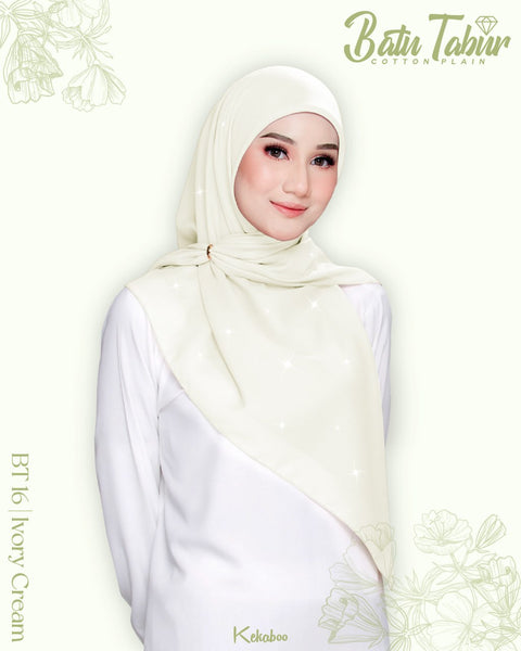 BAWAL PLAIN BATU TABUR (BT16 IVORY CREAM) - TUDUNG KEKABOO - LIMITED AND EXCLUSIVE